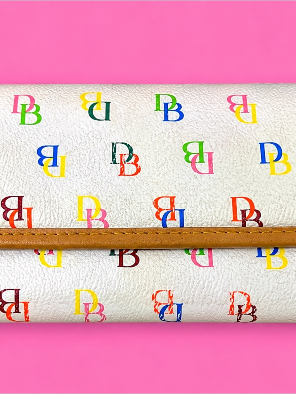 Vintage Dooney & Bourke Rainbow DB 1975 Logo Continental Wallet